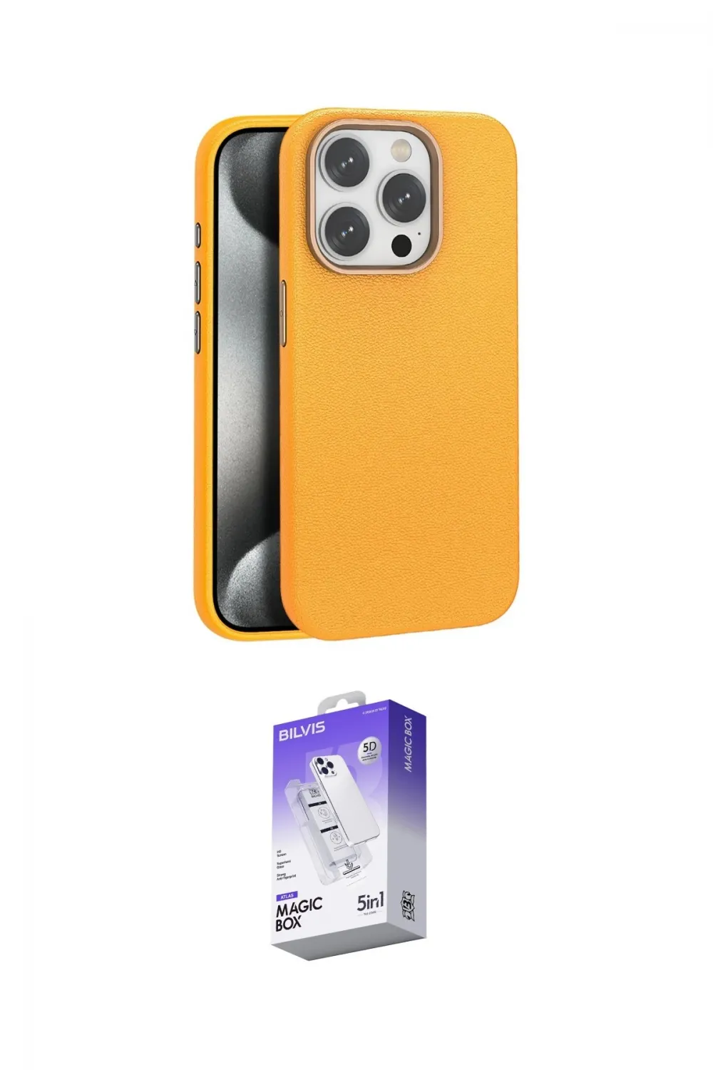 ieg™ iPhone 15 Pro Max Kılıf Zirve Modern Prime - Siyah Bilvis 5in1 3D Magic Cam Ekran Koruyucu