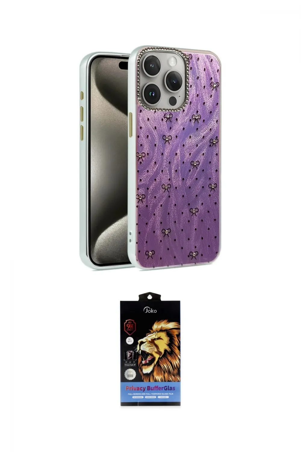ieg™ iPhone 15 Pro Max Kılıf Zirve Modern Prime - Siyah Buffer Hayalet Cam Ekran Koruyucu