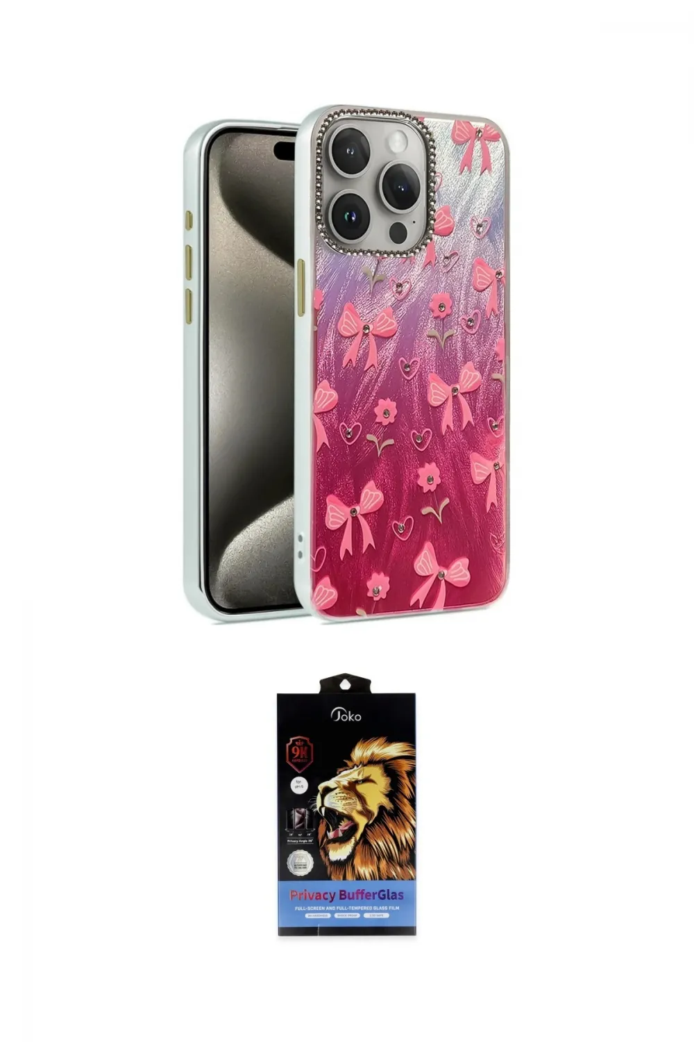 ieg™ iPhone 15 Pro Max Kılıf Zirve Modern Prime - Siyah Buffer Hayalet Cam Ekran Koruyucu