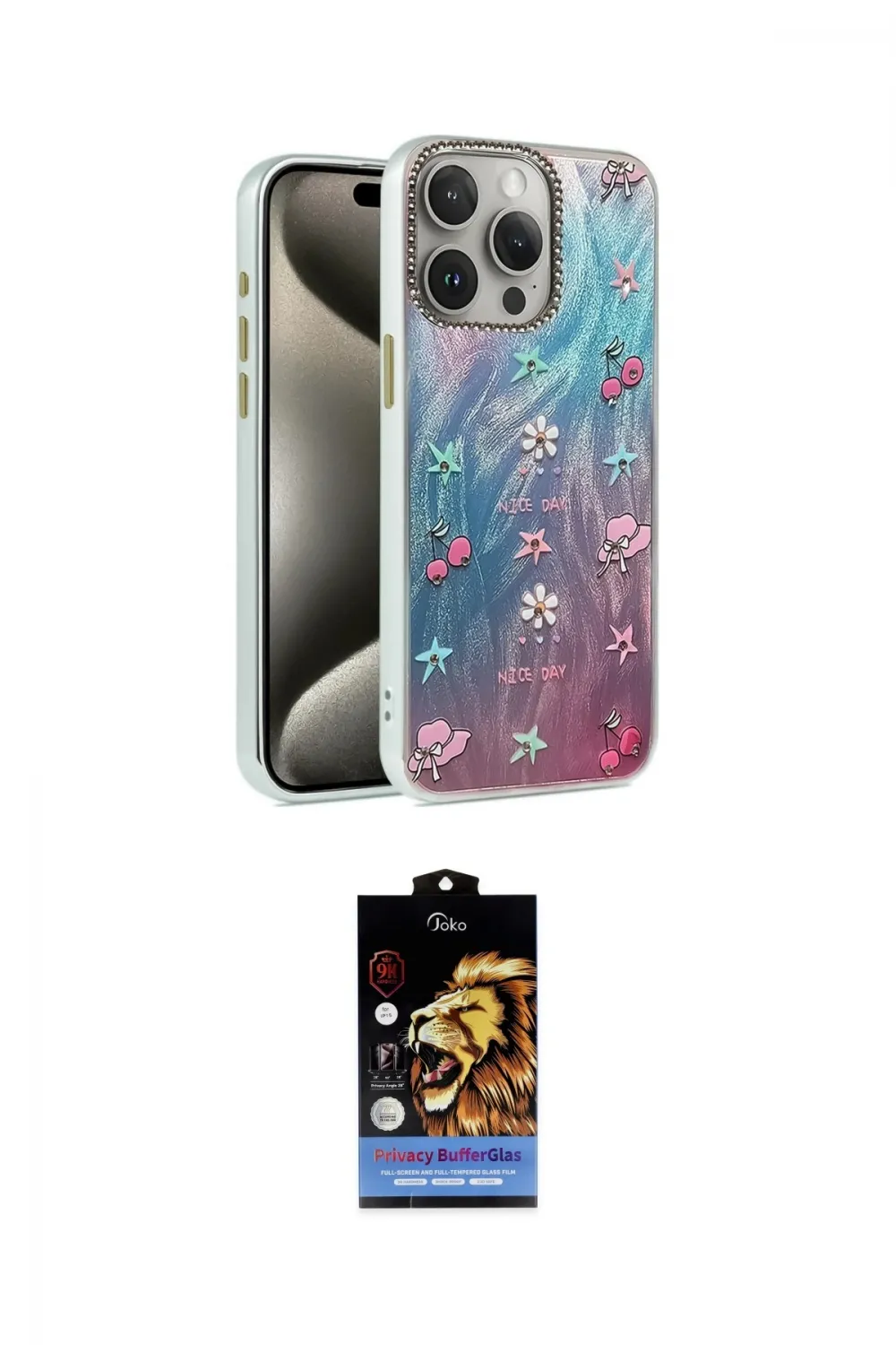 ieg™ iPhone 15 Pro Max Kılıf Zirve Modern Prime - Siyah Buffer Hayalet Cam Ekran Koruyucu