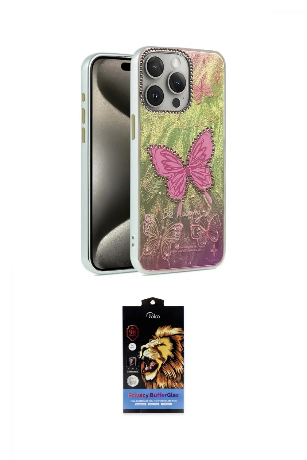 ieg™ iPhone 15 Pro Max Kılıf Zirve Modern Prime - Siyah Buffer Hayalet Cam Ekran Koruyucu