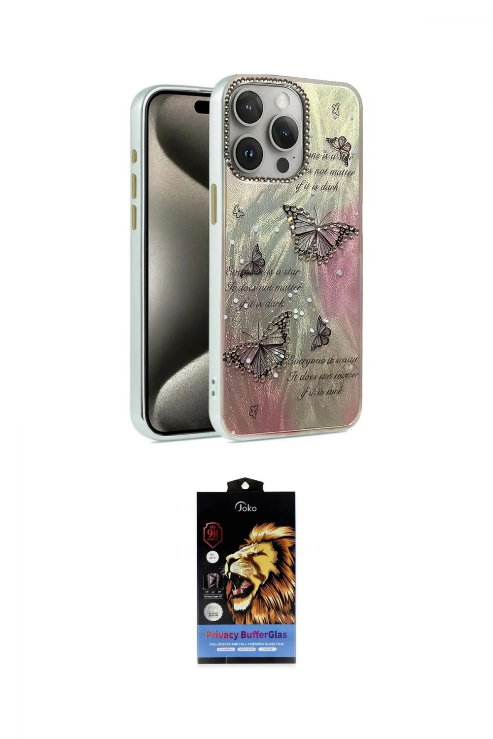 ieg™ iPhone 15 Pro Max Kılıf Zirve Modern Prime - Siyah Buffer Hayalet Cam Ekran Koruyucu