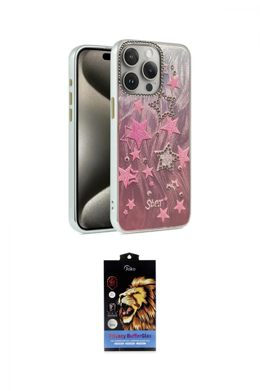 ieg™ iPhone 15 Pro Max Kılıf Zirve Modern Prime - Siyah Buffer Hayalet Cam Ekran Koruyucu