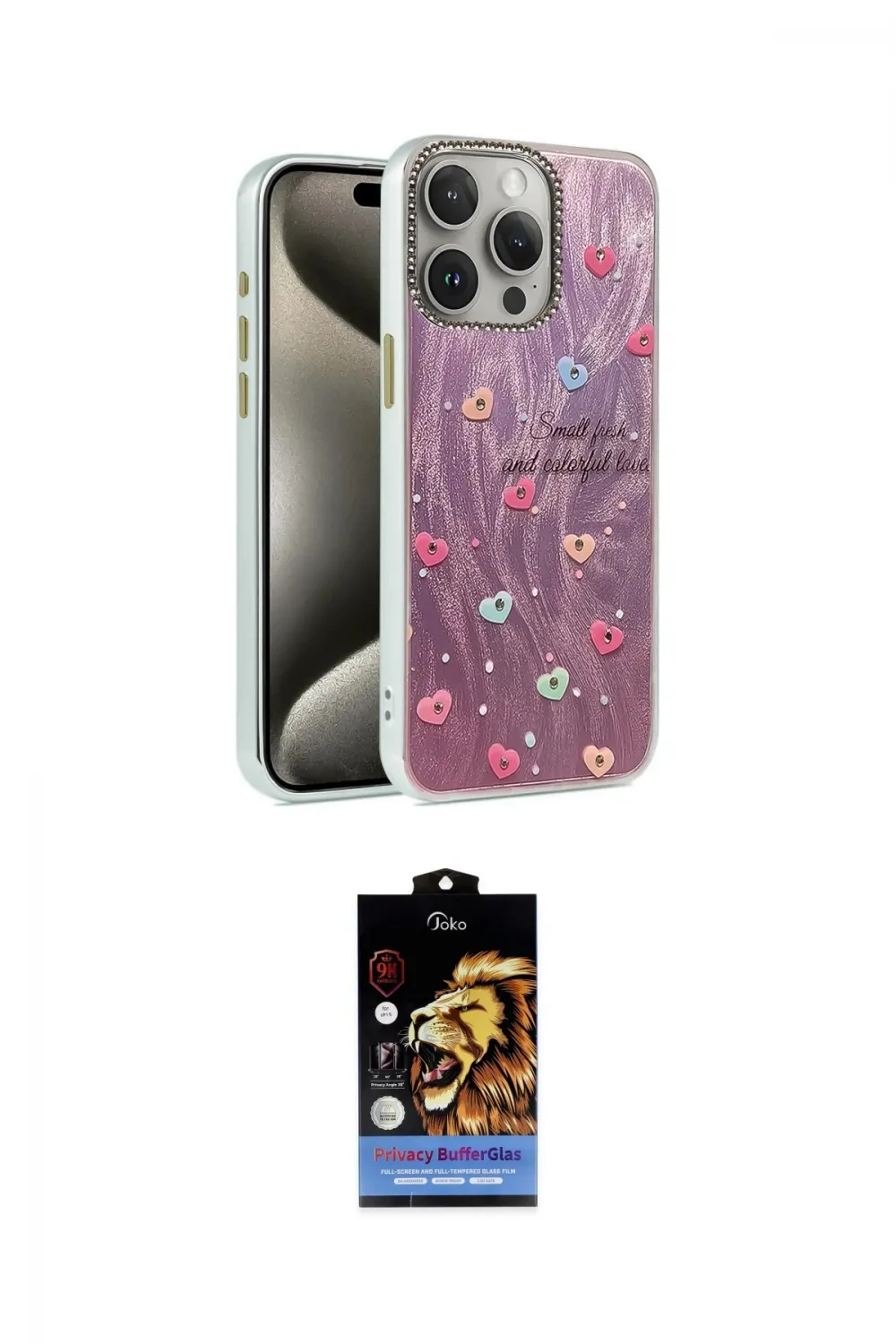 ieg™ iPhone 15 Pro Max Kılıf Zirve Modern Prime - Siyah Buffer Hayalet Cam Ekran Koruyucu