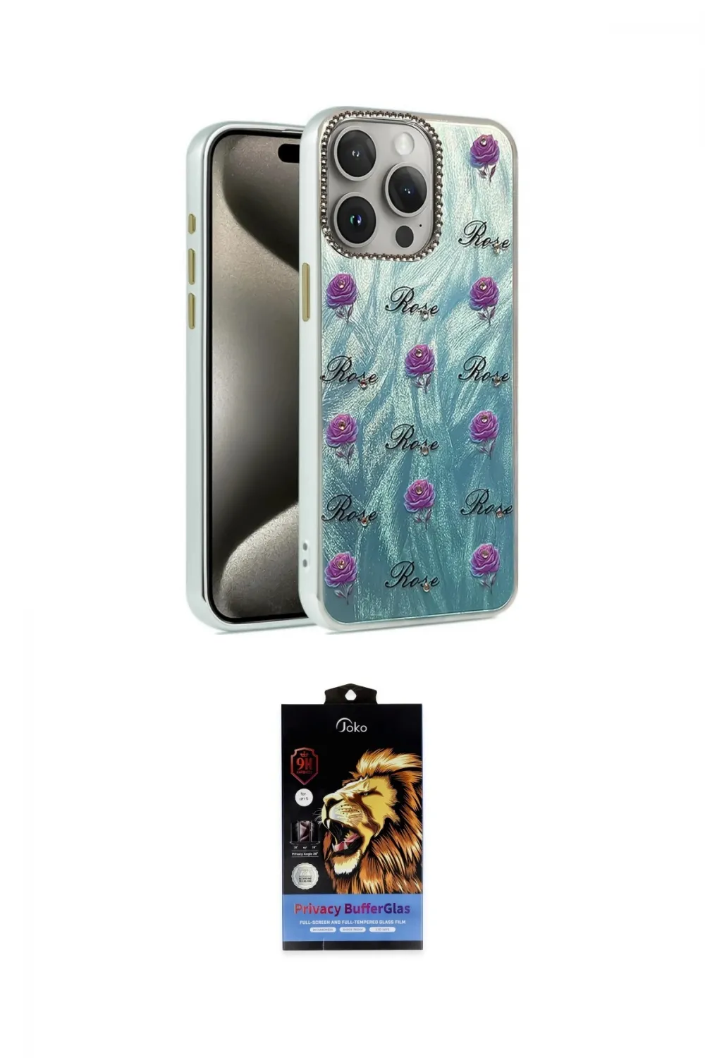 ieg™ iPhone 15 Pro Max Kılıf Zirve Modern Prime - Siyah Buffer Hayalet Cam Ekran Koruyucu