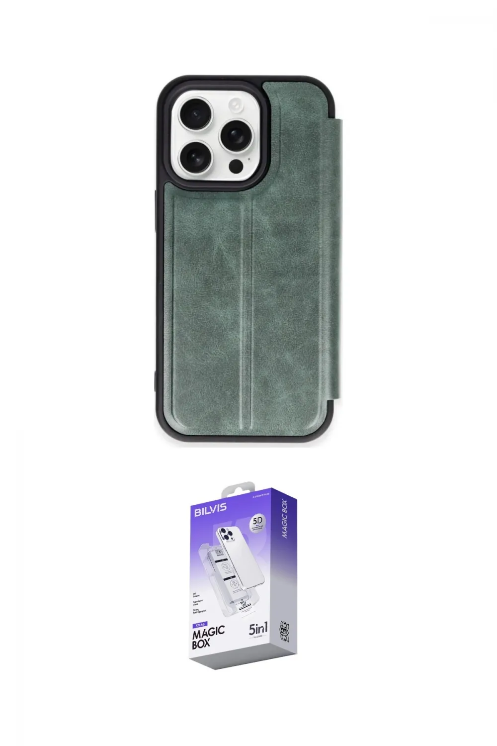 ieg™ iPhone 15 Pro Max Kılıf Zirve Yansıma Serisi - Siyah Bilvis 5in1 3D Magic Cam Ekran Koruyucu