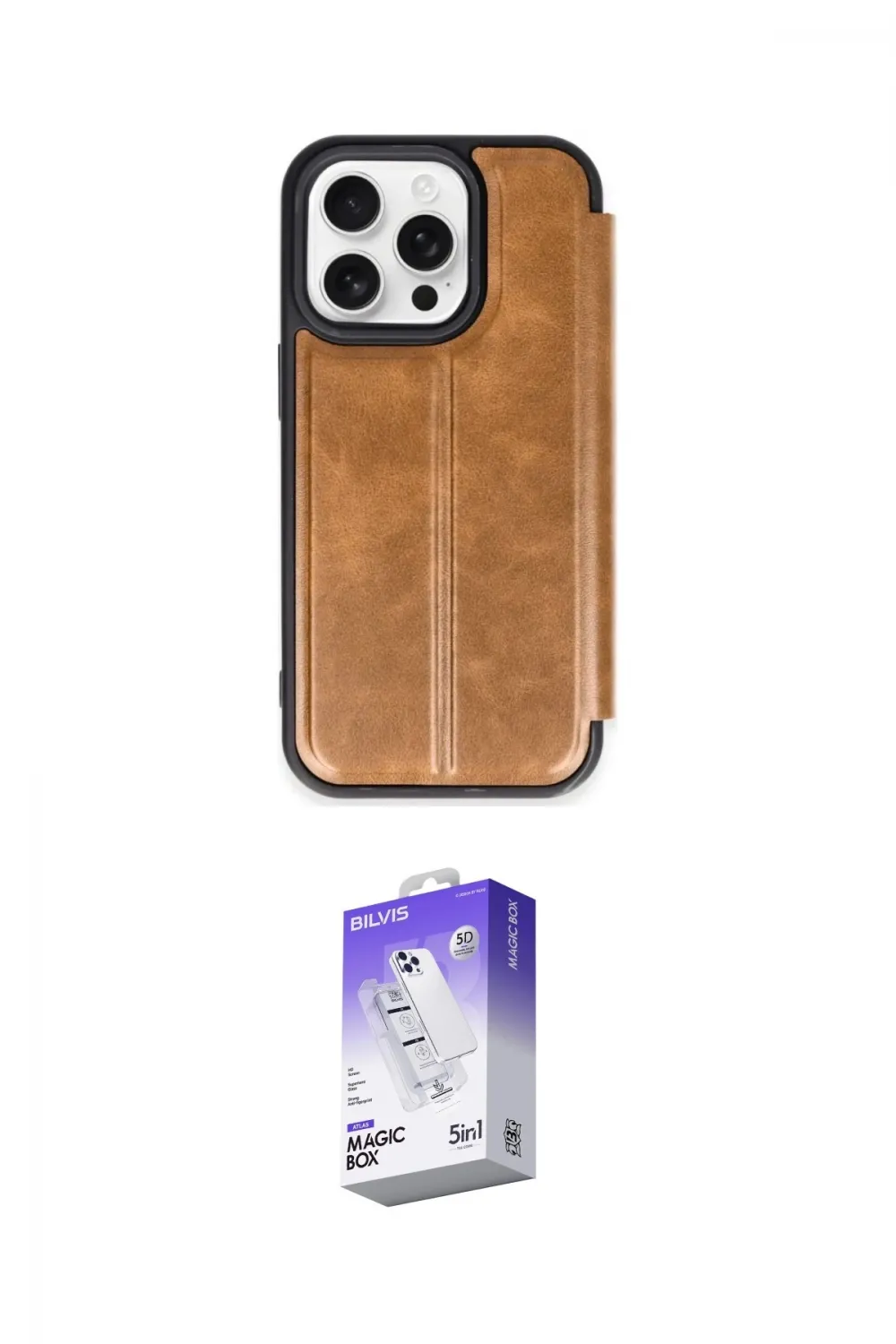 ieg™ iPhone 15 Pro Max Kılıf Zirve Yansıma Serisi - Siyah Bilvis 5in1 3D Magic Cam Ekran Koruyucu