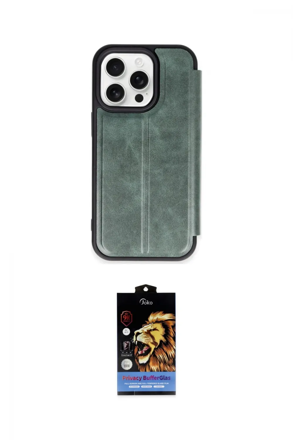 ieg™ iPhone 15 Pro Max Kılıf Zirve Yansıma Serisi - Siyah Buffer Hayalet Cam Ekran Koruyucu