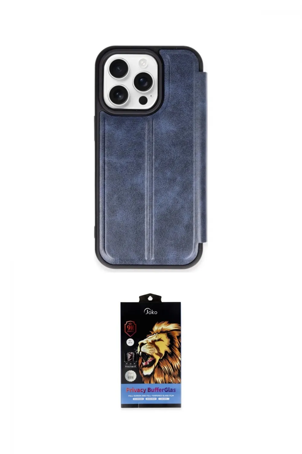 ieg™ iPhone 15 Pro Max Kılıf Zirve Yansıma Serisi - Siyah Buffer Hayalet Cam Ekran Koruyucu