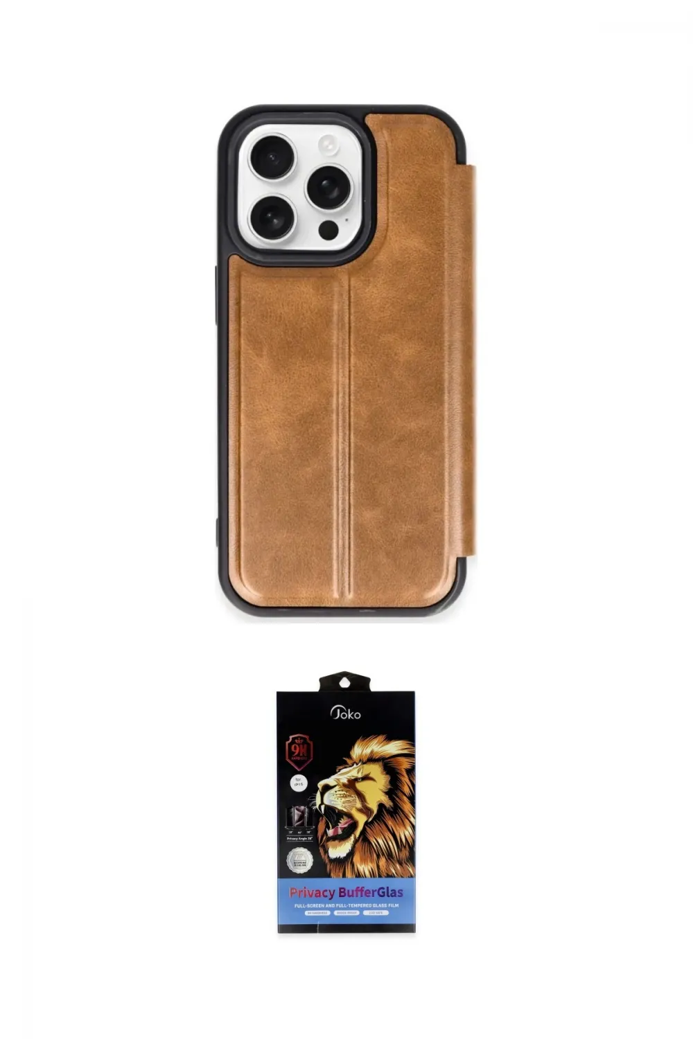 ieg™ iPhone 15 Pro Max Kılıf Zirve Yansıma Serisi - Siyah Buffer Hayalet Cam Ekran Koruyucu