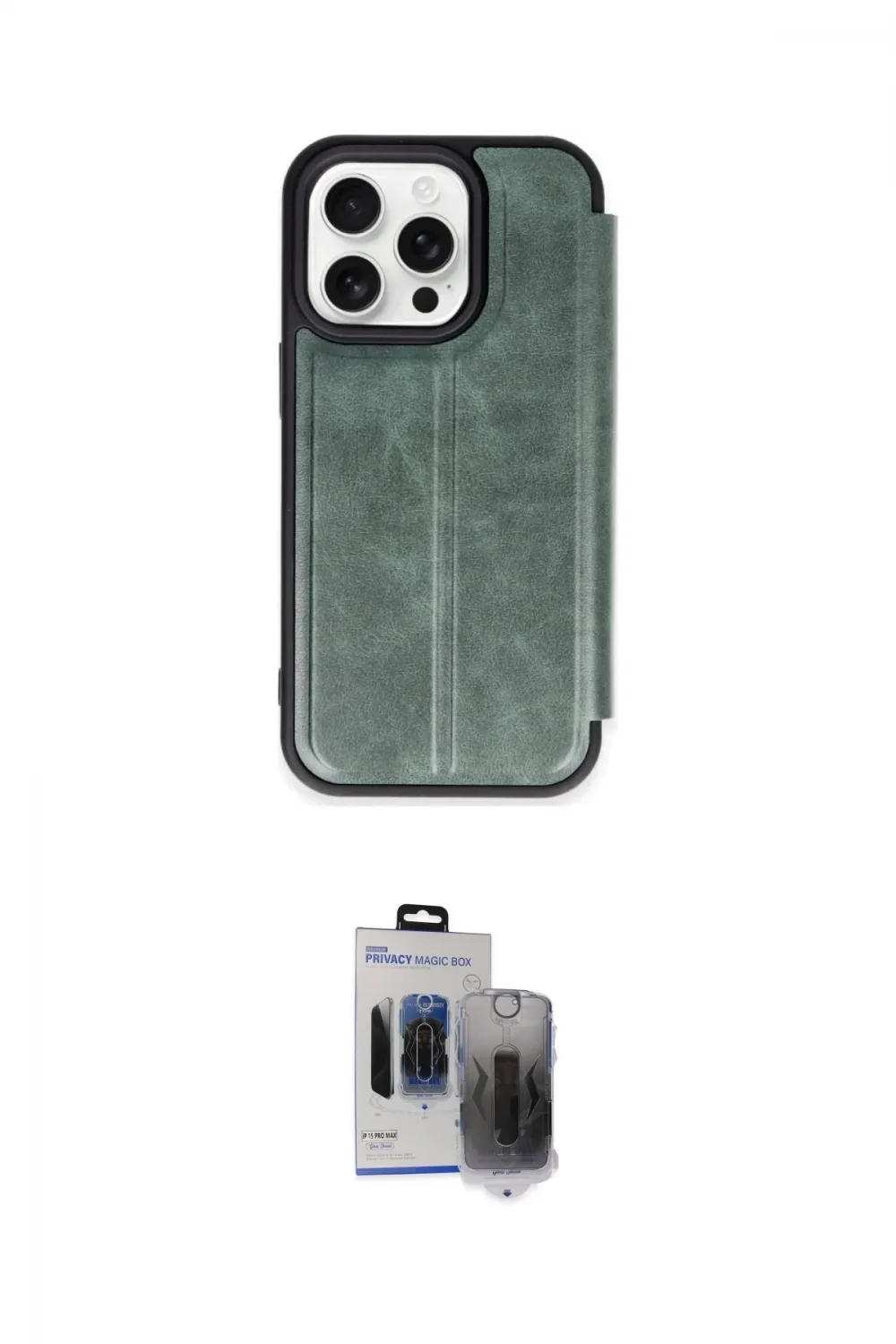 ieg™ iPhone 15 Pro Max Kılıf Zirve Yansıma Serisi - Siyah Vanessa Magic Hayalet Cam