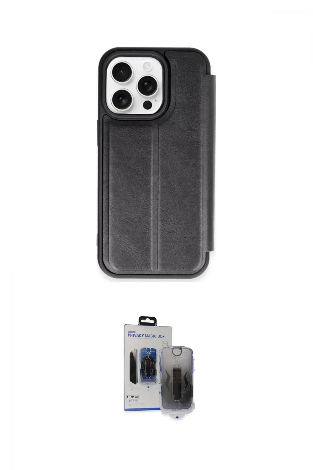 ieg™ iPhone 15 Pro Max Kılıf Zirve Yansıma Serisi - Siyah Vanessa Magic Hayalet Cam
