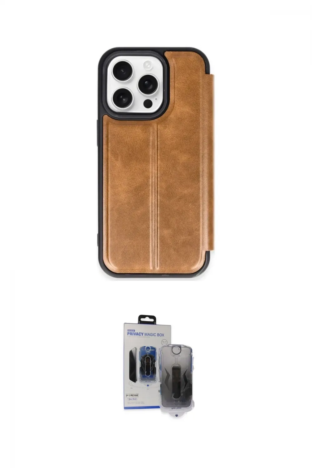 ieg™ iPhone 15 Pro Max Kılıf Zirve Yansıma Serisi - Siyah Vanessa Magic Hayalet Cam