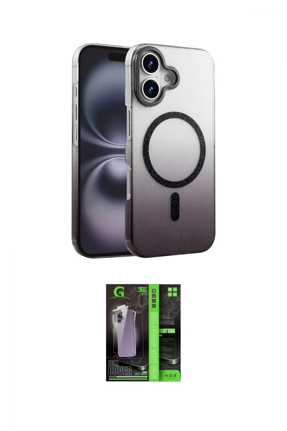 ieg™ iPhone 16 Kılıf Ahenk Doku Özel Seri - Şeffaf 360 Full Body Arka Koruyucu