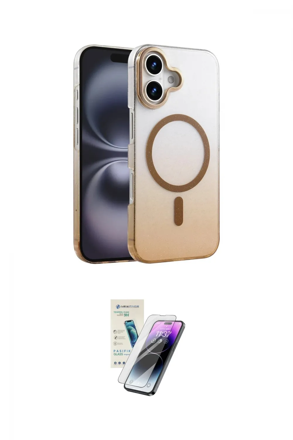 ieg™ iPhone 16 Kılıf Ahenk Doku Özel Seri - Şeffaf Pasifik Cam Ekran Koruyucu