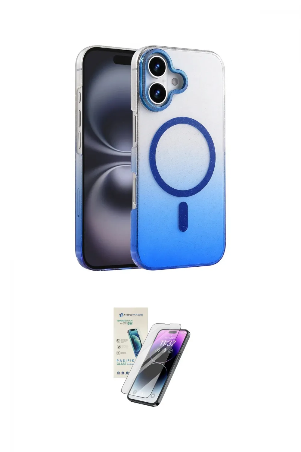 ieg™ iPhone 16 Kılıf Ahenk Doku Özel Seri - Şeffaf Pasifik Cam Ekran Koruyucu