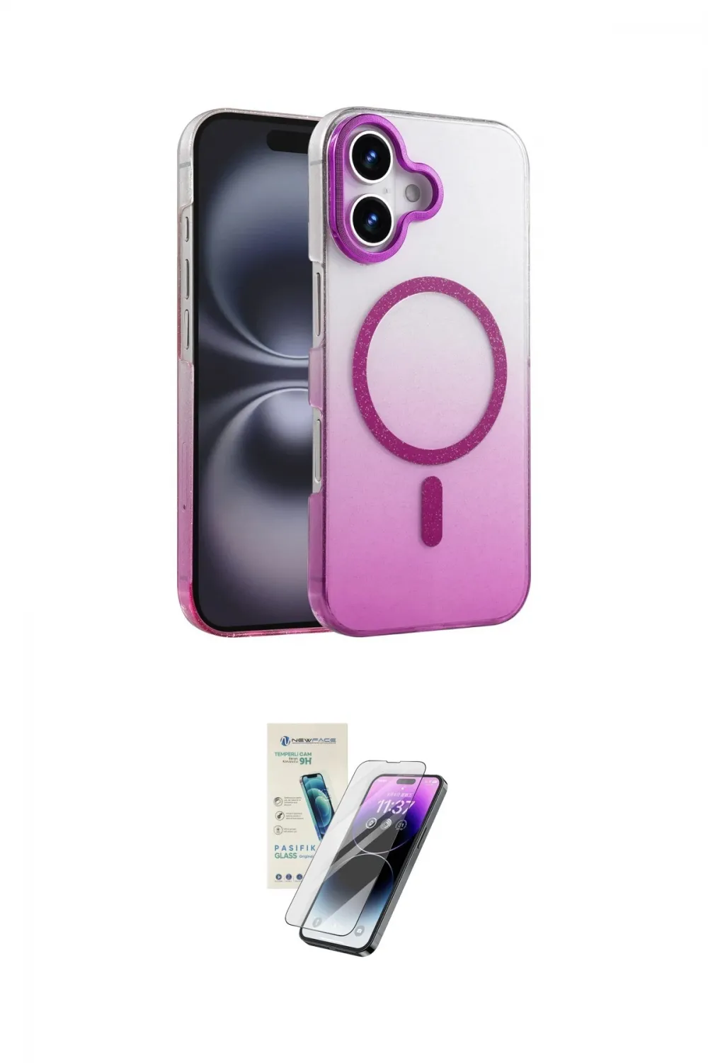ieg™ iPhone 16 Kılıf Ahenk Doku Özel Seri - Şeffaf Pasifik Cam Ekran Koruyucu