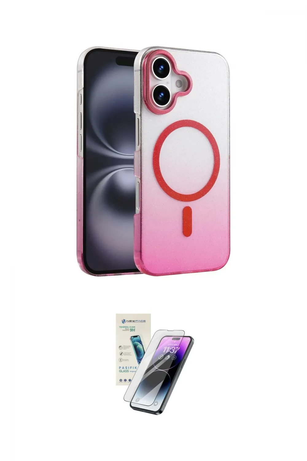 ieg™ iPhone 16 Kılıf Ahenk Doku Özel Seri - Şeffaf Pasifik Cam Ekran Koruyucu