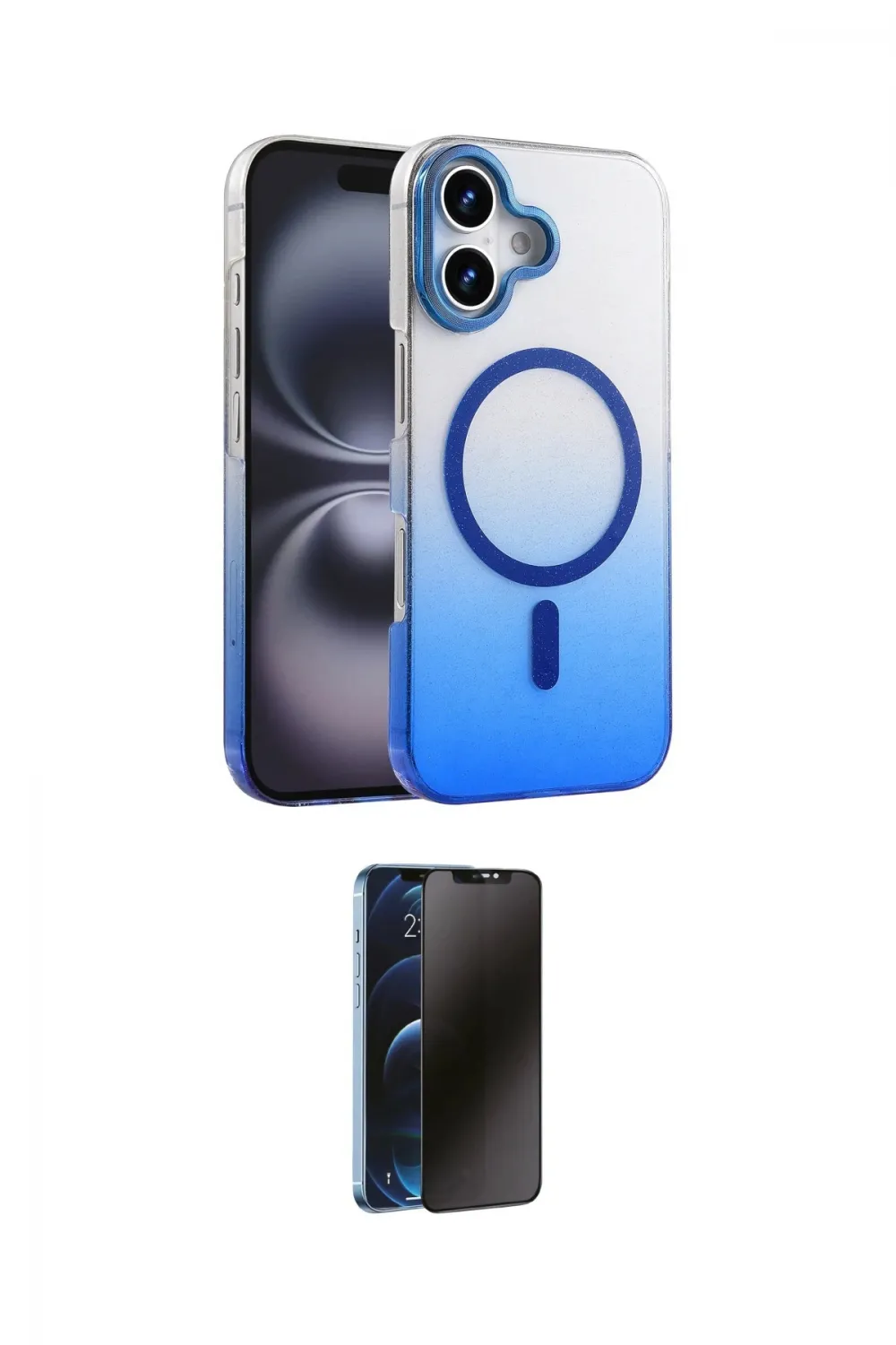ieg™ iPhone 16 Kılıf Ahenk Doku Özel Seri - Siyah 3D Antistatik Hayalet Cam Ekran Koruyucu