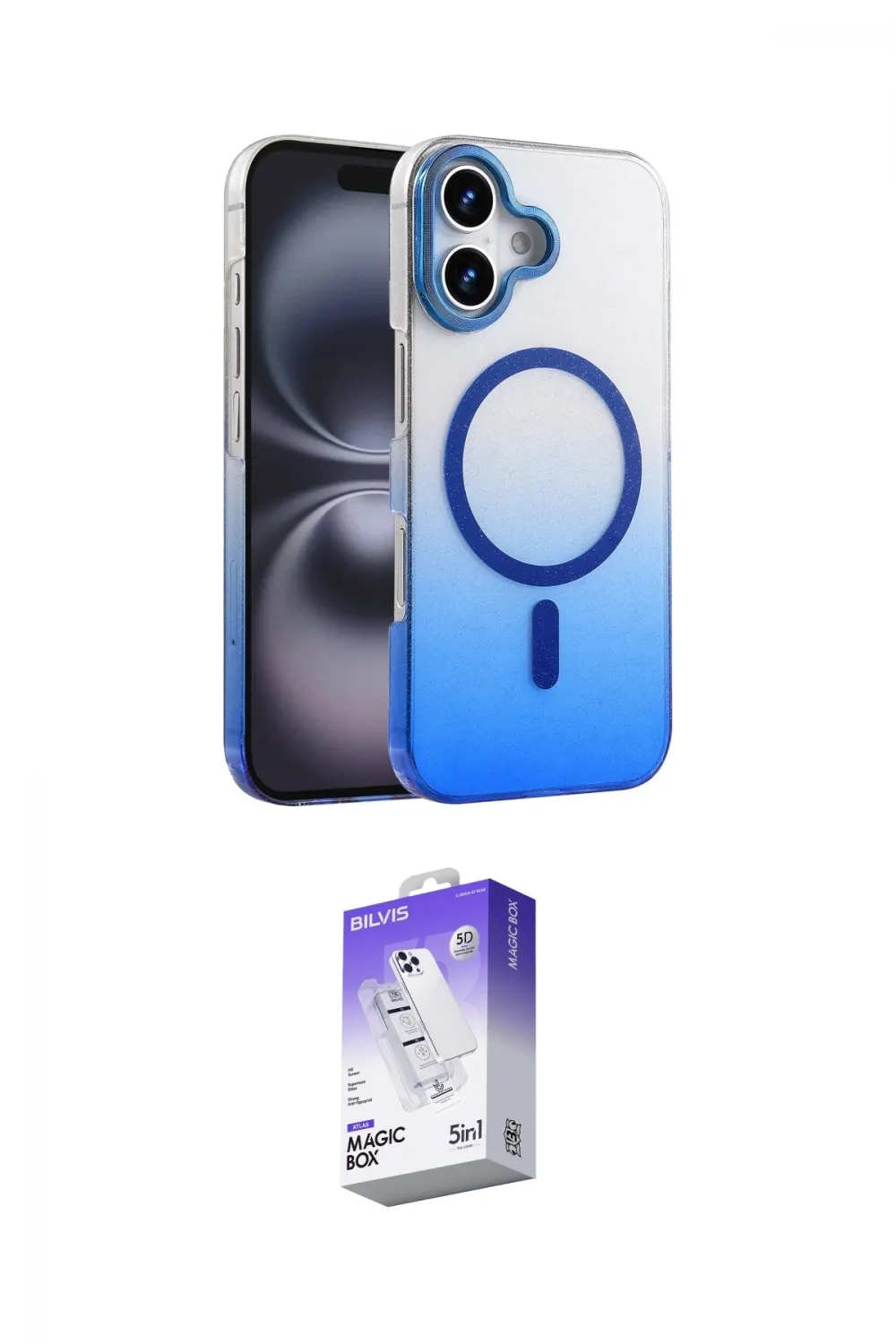 ieg™ iPhone 16 Kılıf Ahenk Doku Özel Seri - Siyah Bilvis 5in1 3D Magic Cam Ekran Koruyucu