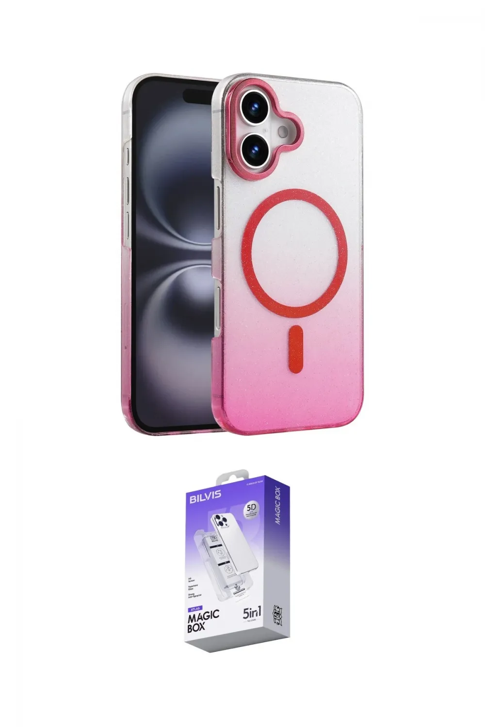 ieg™ iPhone 16 Kılıf Ahenk Doku Özel Seri - Siyah Bilvis 5in1 3D Magic Cam Ekran Koruyucu