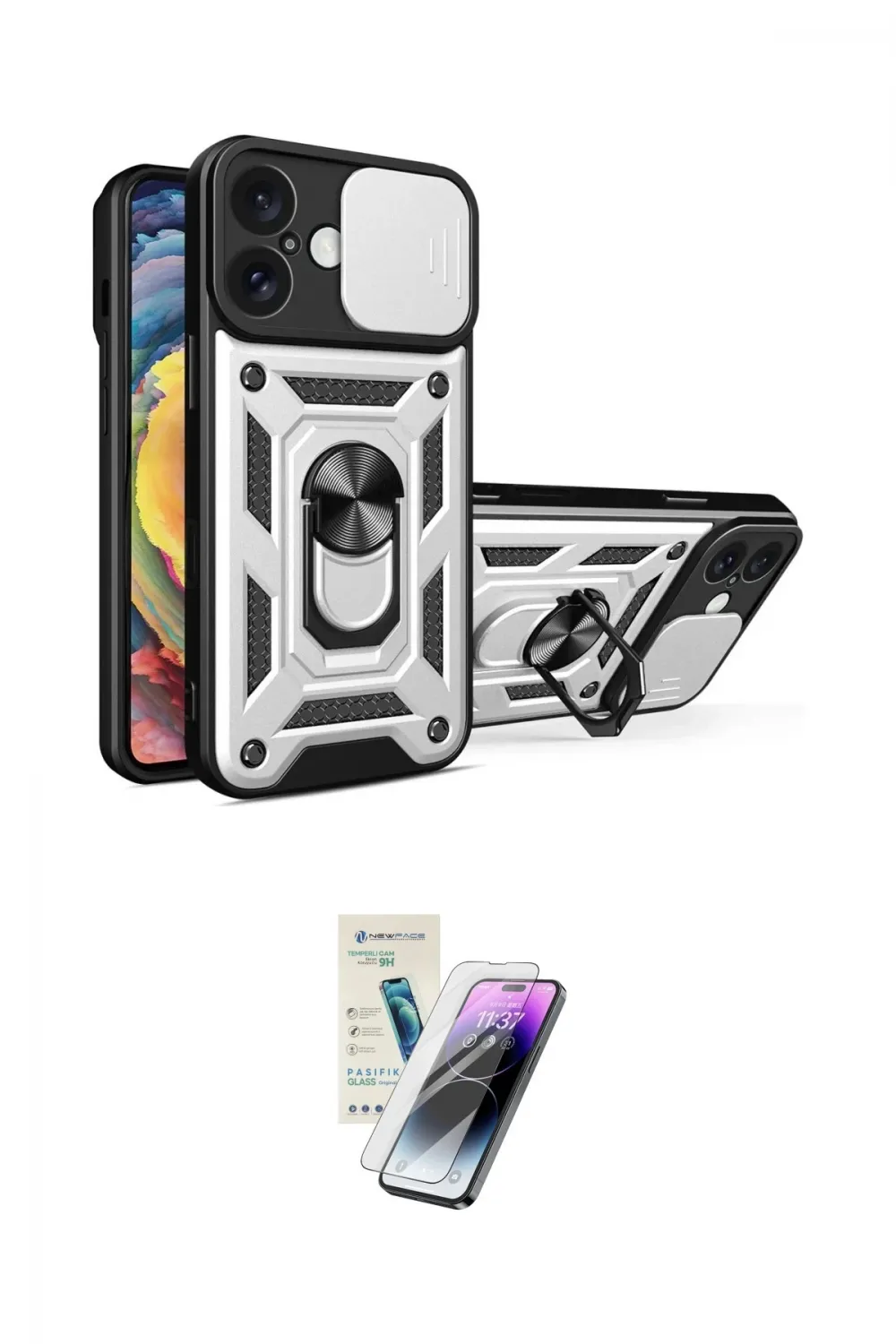 ieg™ iPhone 16 Kılıf Ahenk Klasik - Şeffaf Pasifik Cam Ekran Koruyucu