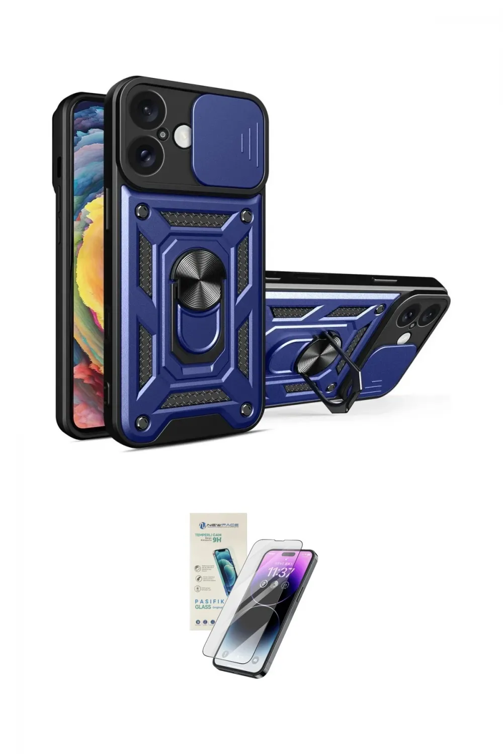 ieg™ iPhone 16 Kılıf Ahenk Klasik - Şeffaf Pasifik Cam Ekran Koruyucu
