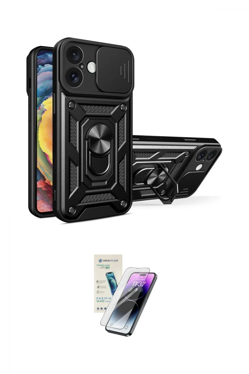 ieg™ iPhone 16 Kılıf Ahenk Klasik - Şeffaf Pasifik Cam Ekran Koruyucu