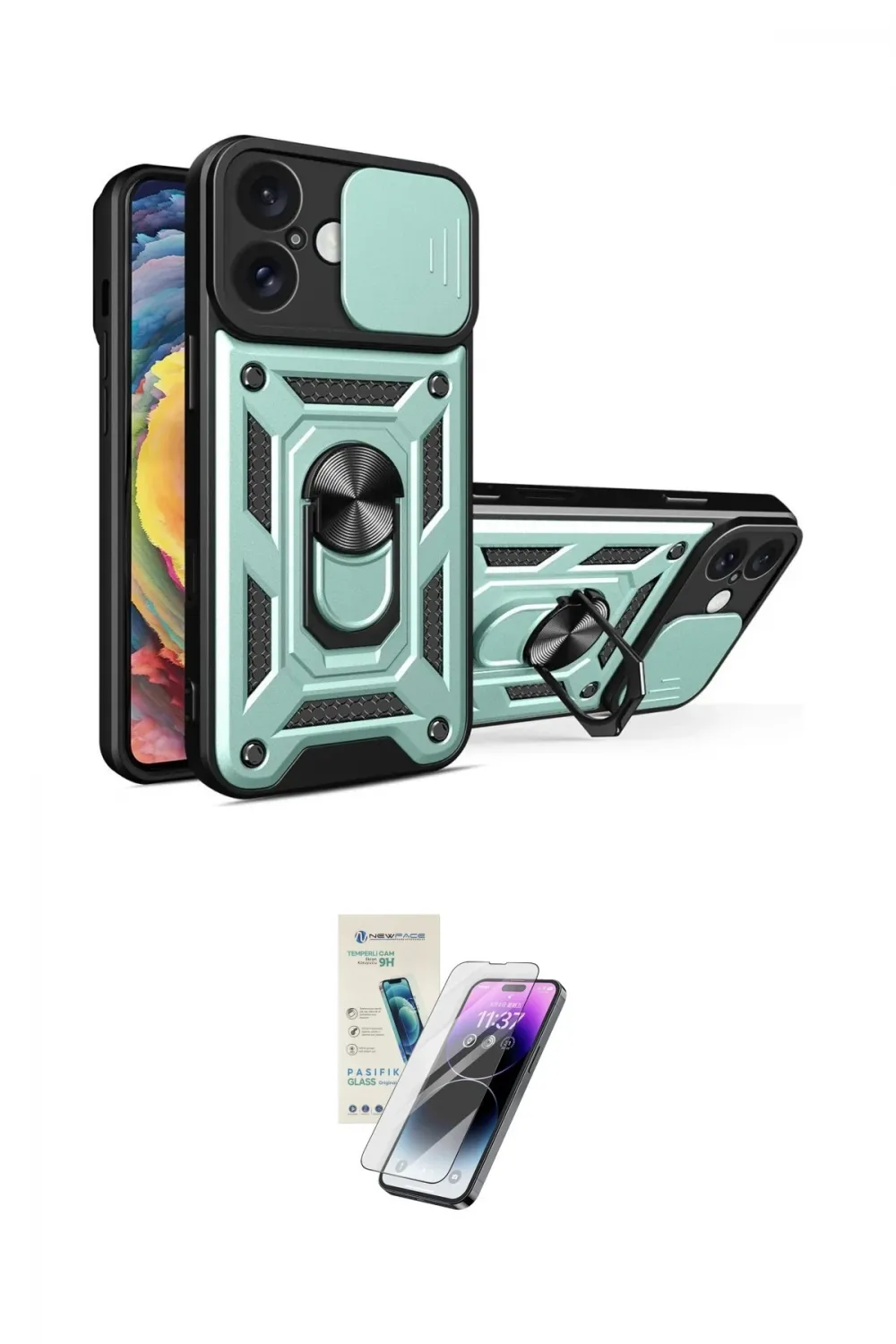 ieg™ iPhone 16 Kılıf Ahenk Klasik - Şeffaf Pasifik Cam Ekran Koruyucu