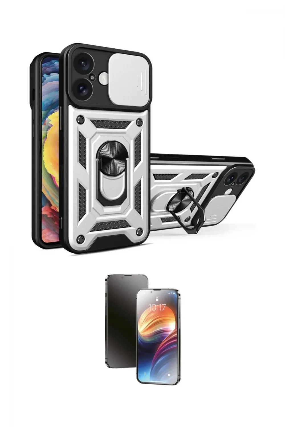 ieg™ iPhone 16 Kılıf Ahenk Klasik - Siyah 3D Antistatik Mat Seramik Nano Ekran Koruyucu