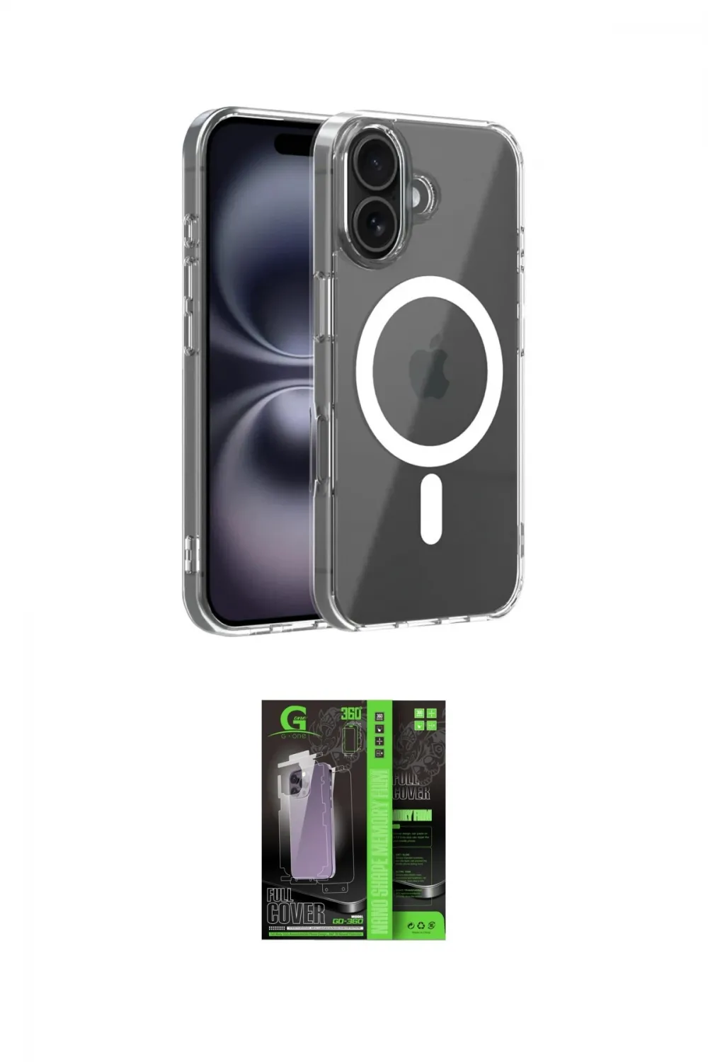 ieg™ iPhone 16 Kılıf Ahenk Minimal Serisi - Şeffaf 360 Full Body Arka Koruyucu