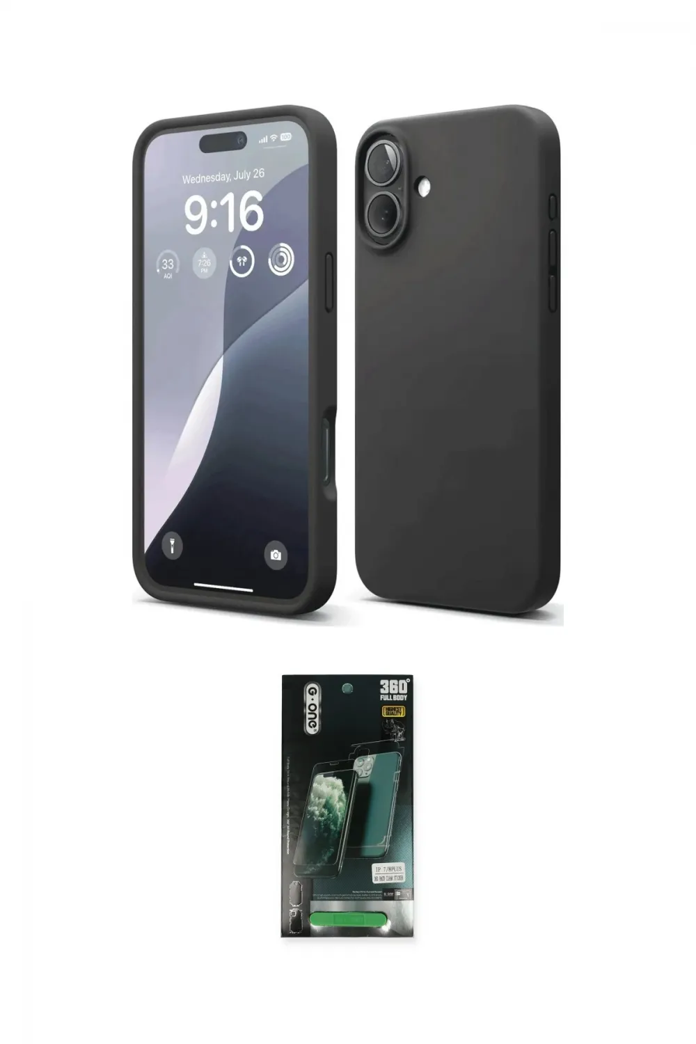 ieg™ iPhone 16 Kılıf Ahenk Serisi - Siyah 360 Mat Full Body Arka Koruyucu