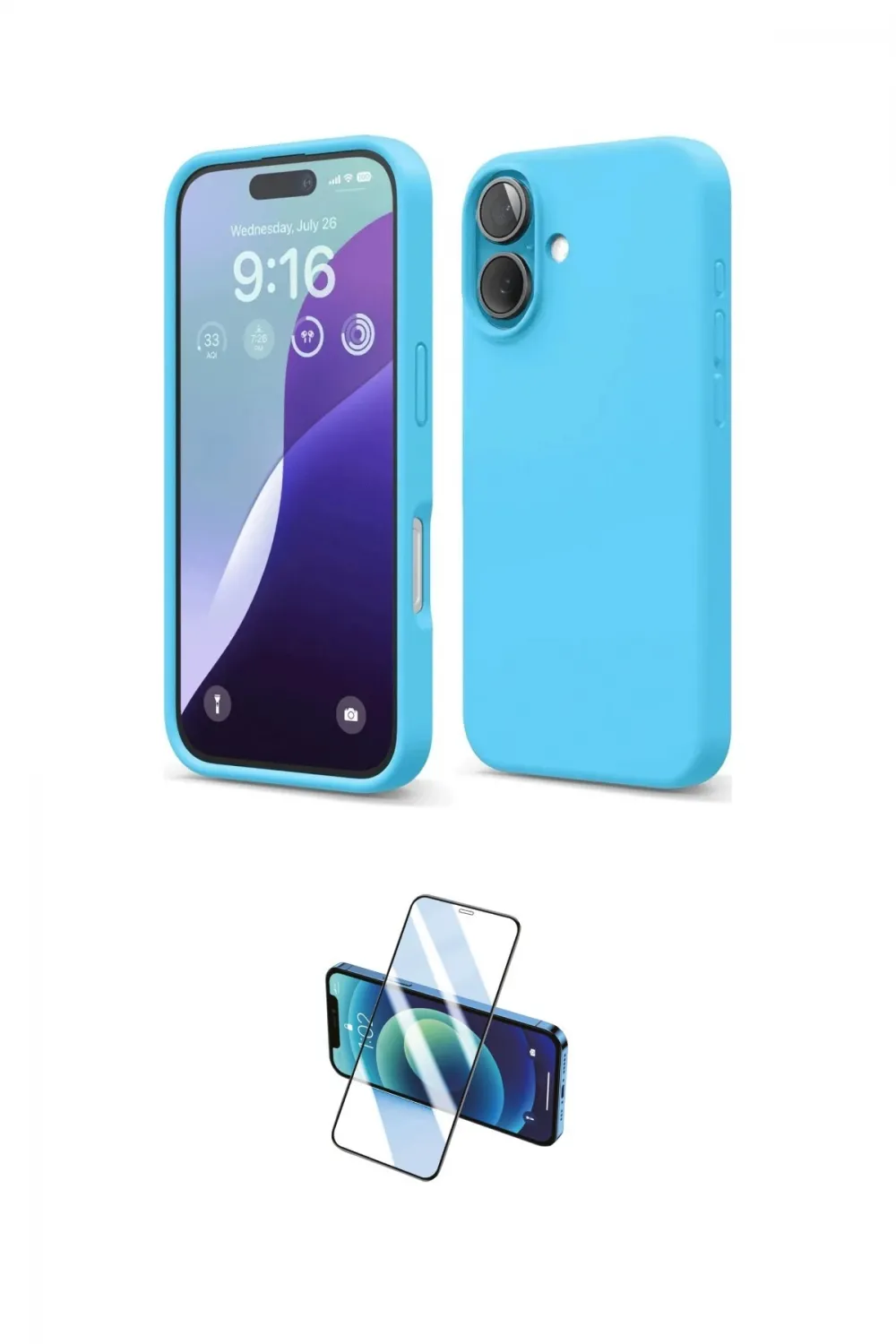 ieg™ iPhone 16 Kılıf Ahenk Serisi - Siyah 3D Antistatik Seramik Nano Ekran Koruyucu