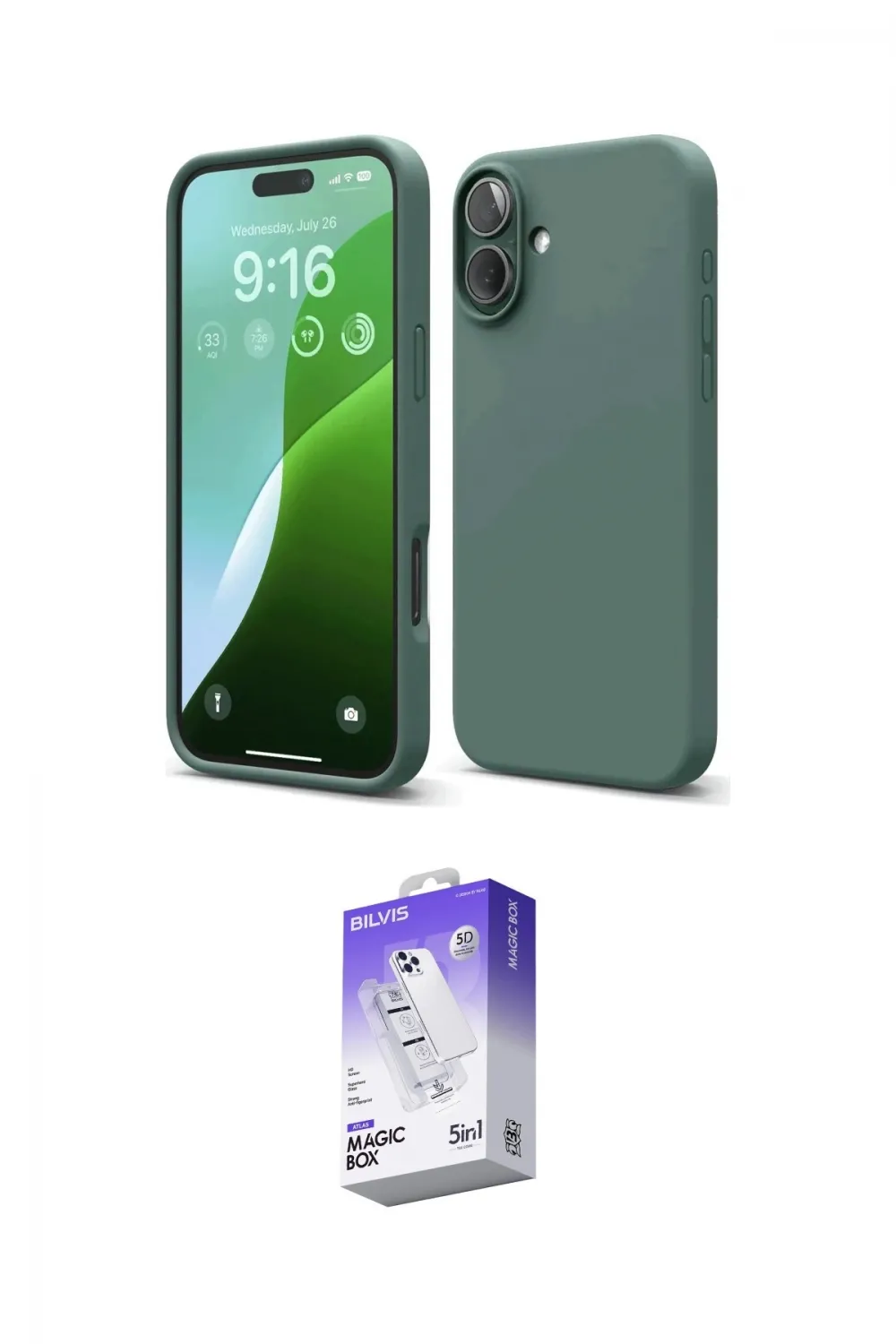 ieg™ iPhone 16 Kılıf Ahenk Serisi - Siyah Bilvis 5in1 3D Magic Cam Ekran Koruyucu