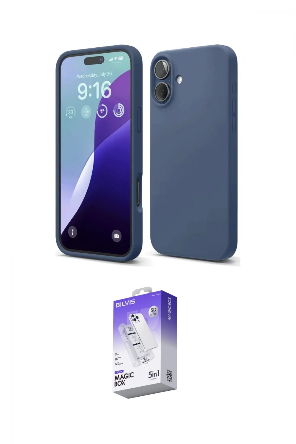 ieg™ iPhone 16 Kılıf Ahenk Serisi - Siyah Bilvis 5in1 3D Magic Cam Ekran Koruyucu