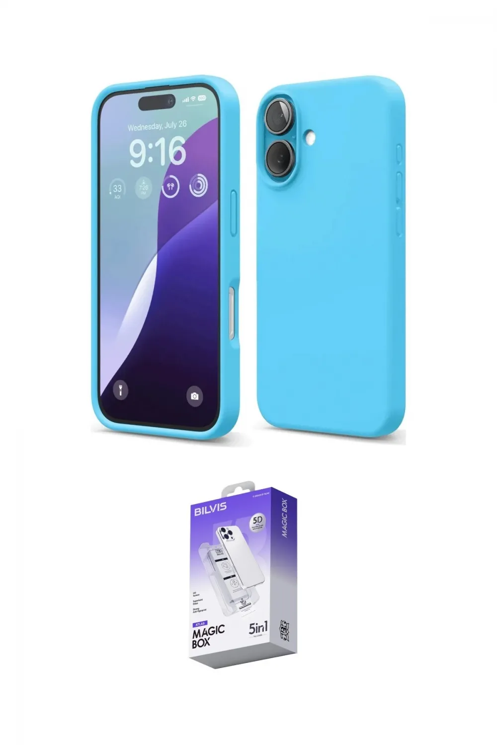 ieg™ iPhone 16 Kılıf Ahenk Serisi - Siyah Bilvis 5in1 3D Magic Cam Ekran Koruyucu