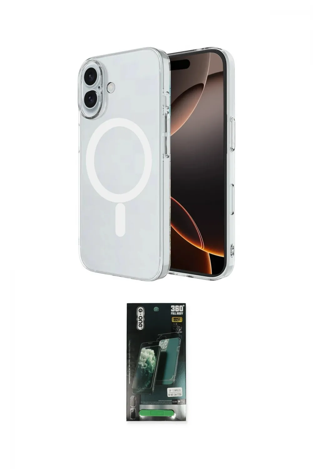 ieg™ iPhone 16 Kılıf Ahenk Yansıma Prime - Siyah 360 Mat Full Body Arka Koruyucu