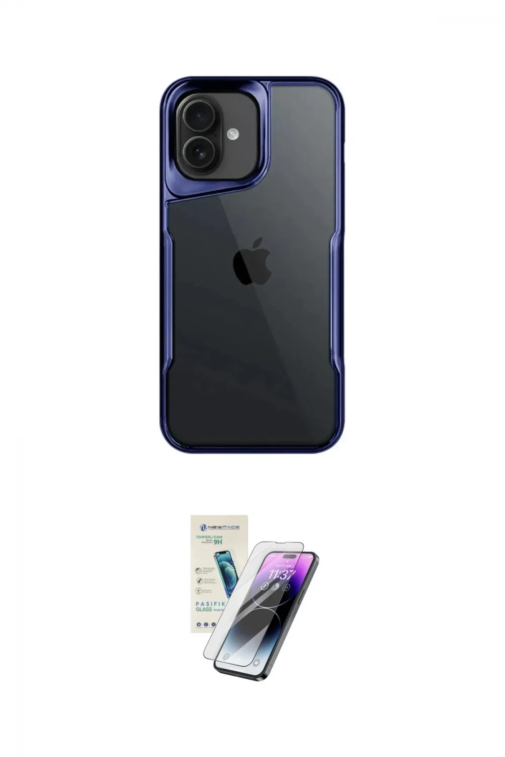 ieg™ iPhone 16 Kılıf Akış Çizgi Koleksiyonu - Şeffaf Pasifik Cam Ekran Koruyucu