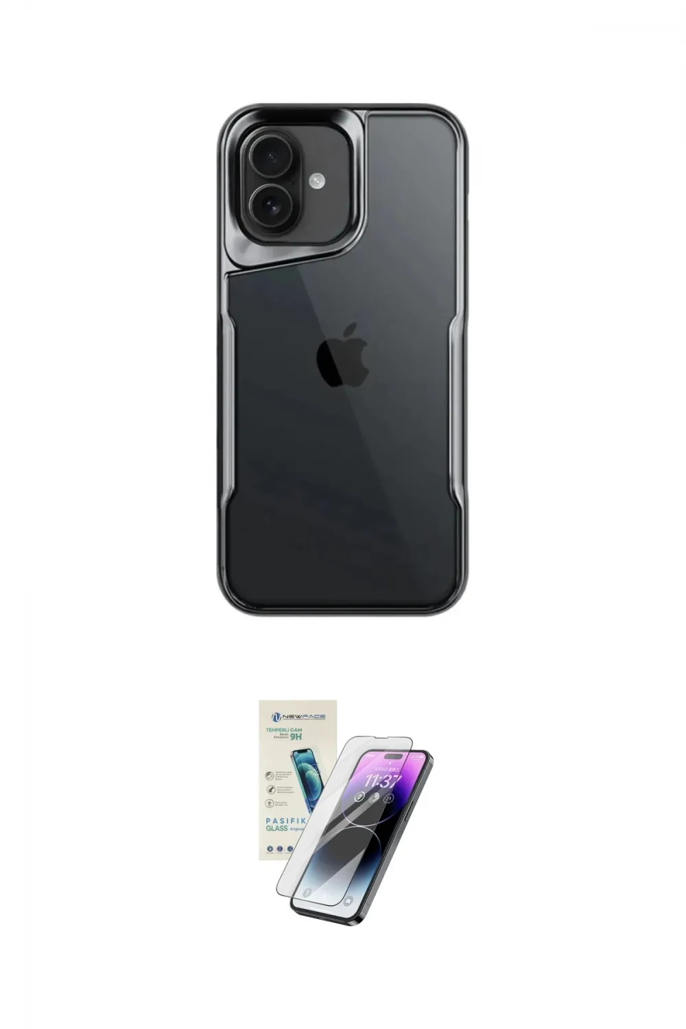 ieg™ iPhone 16 Kılıf Akış Çizgi Koleksiyonu - Şeffaf Pasifik Cam Ekran Koruyucu