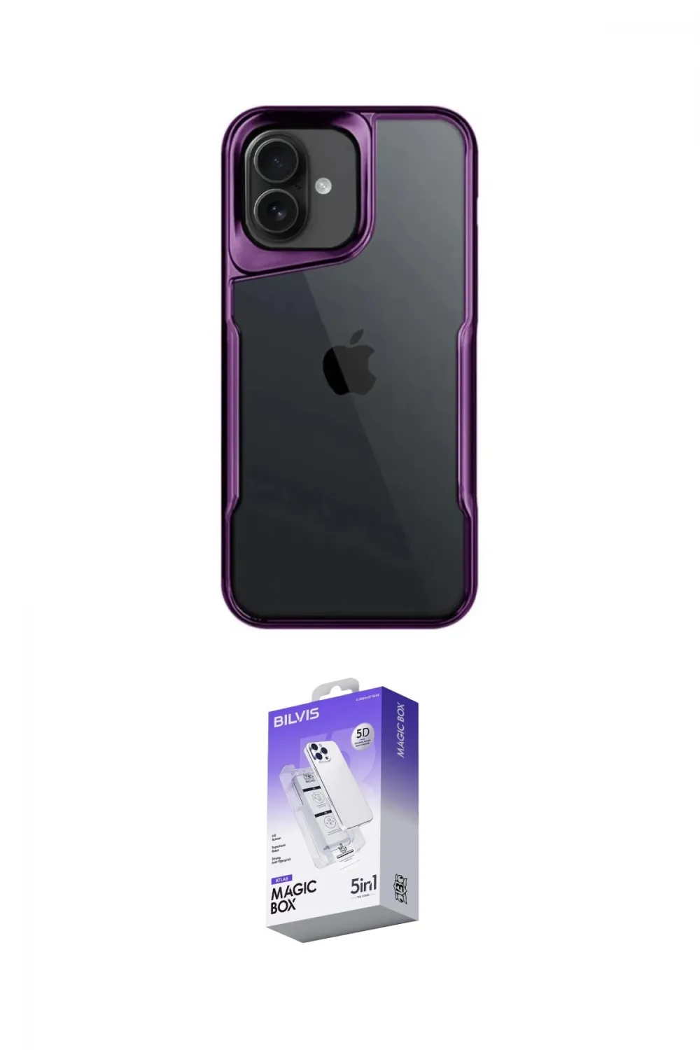 ieg™ iPhone 16 Kılıf Akış Çizgi Koleksiyonu - Siyah Bilvis 5in1 3D Magic Cam Ekran Koruyucu