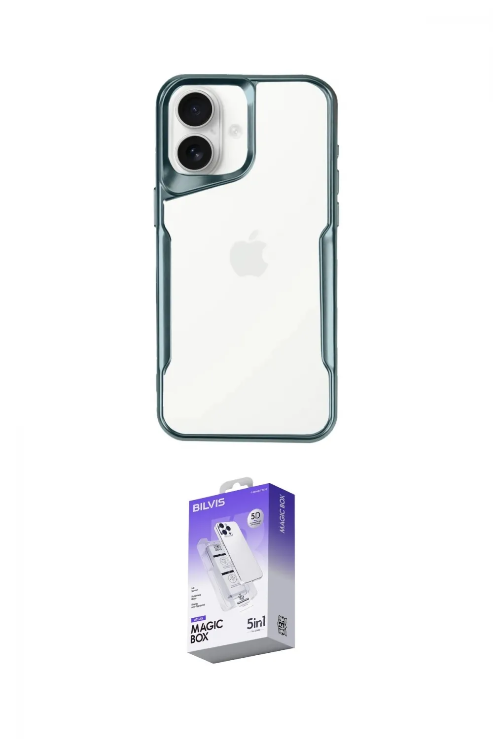 ieg™ iPhone 16 Kılıf Akış Çizgi Koleksiyonu - Siyah Bilvis 5in1 3D Magic Cam Ekran Koruyucu
