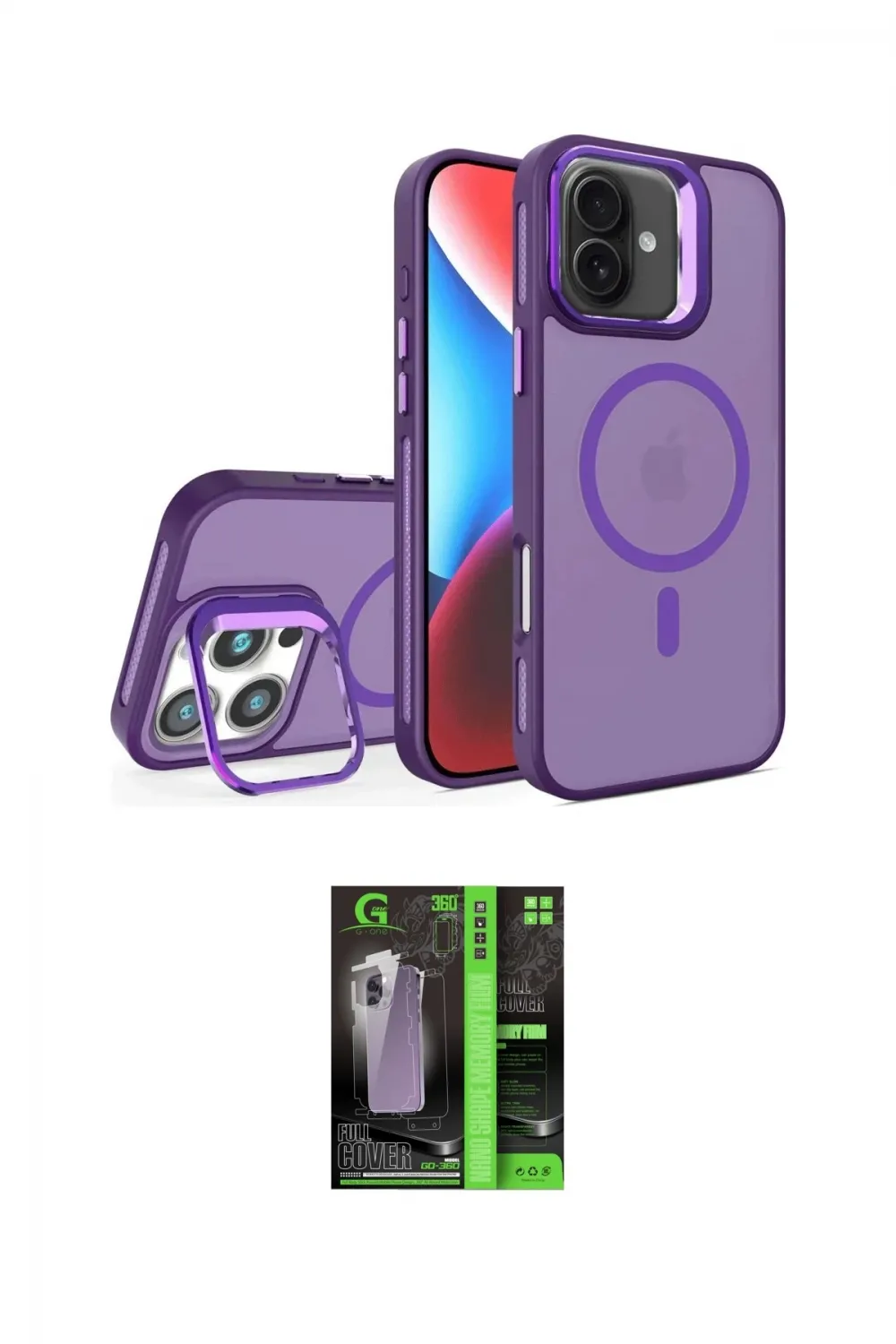 ieg™ iPhone 16 Kılıf Akış Form - Şeffaf 360 Full Body Arka Koruyucu