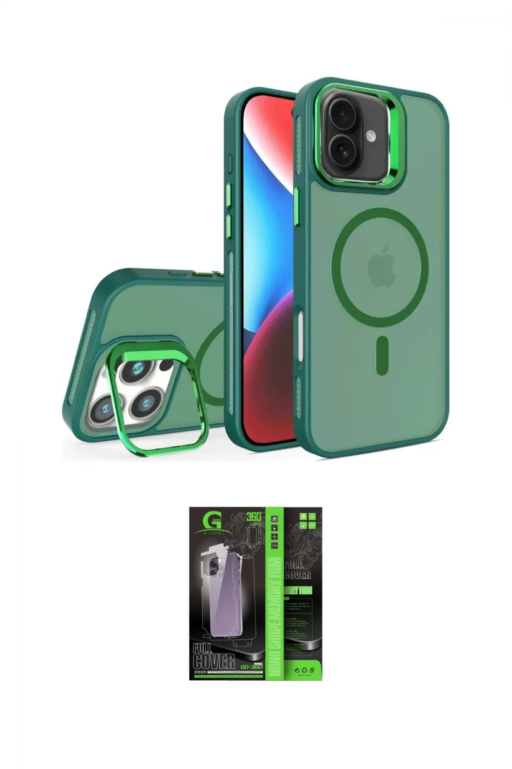 ieg™ iPhone 16 Kılıf Akış Form - Şeffaf 360 Full Body Arka Koruyucu