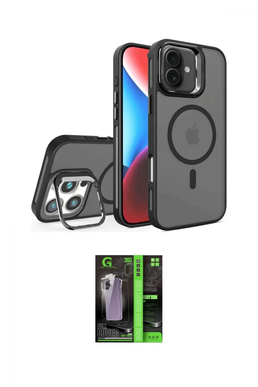 ieg™ iPhone 16 Kılıf Akış Form - Şeffaf 360 Full Body Arka Koruyucu