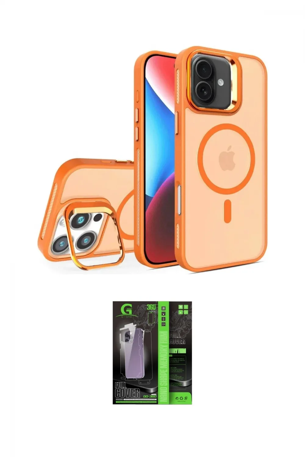 ieg™ iPhone 16 Kılıf Akış Form - Şeffaf 360 Full Body Arka Koruyucu