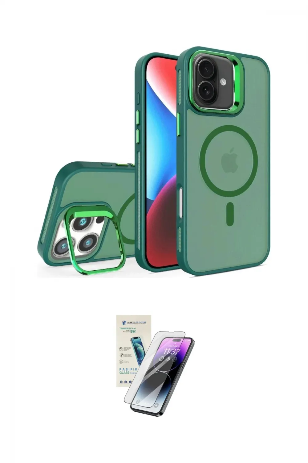 ieg™ iPhone 16 Kılıf Akış Form - Şeffaf Pasifik Cam Ekran Koruyucu