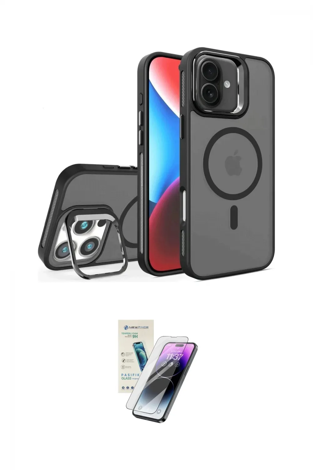 ieg™ iPhone 16 Kılıf Akış Form - Şeffaf Pasifik Cam Ekran Koruyucu