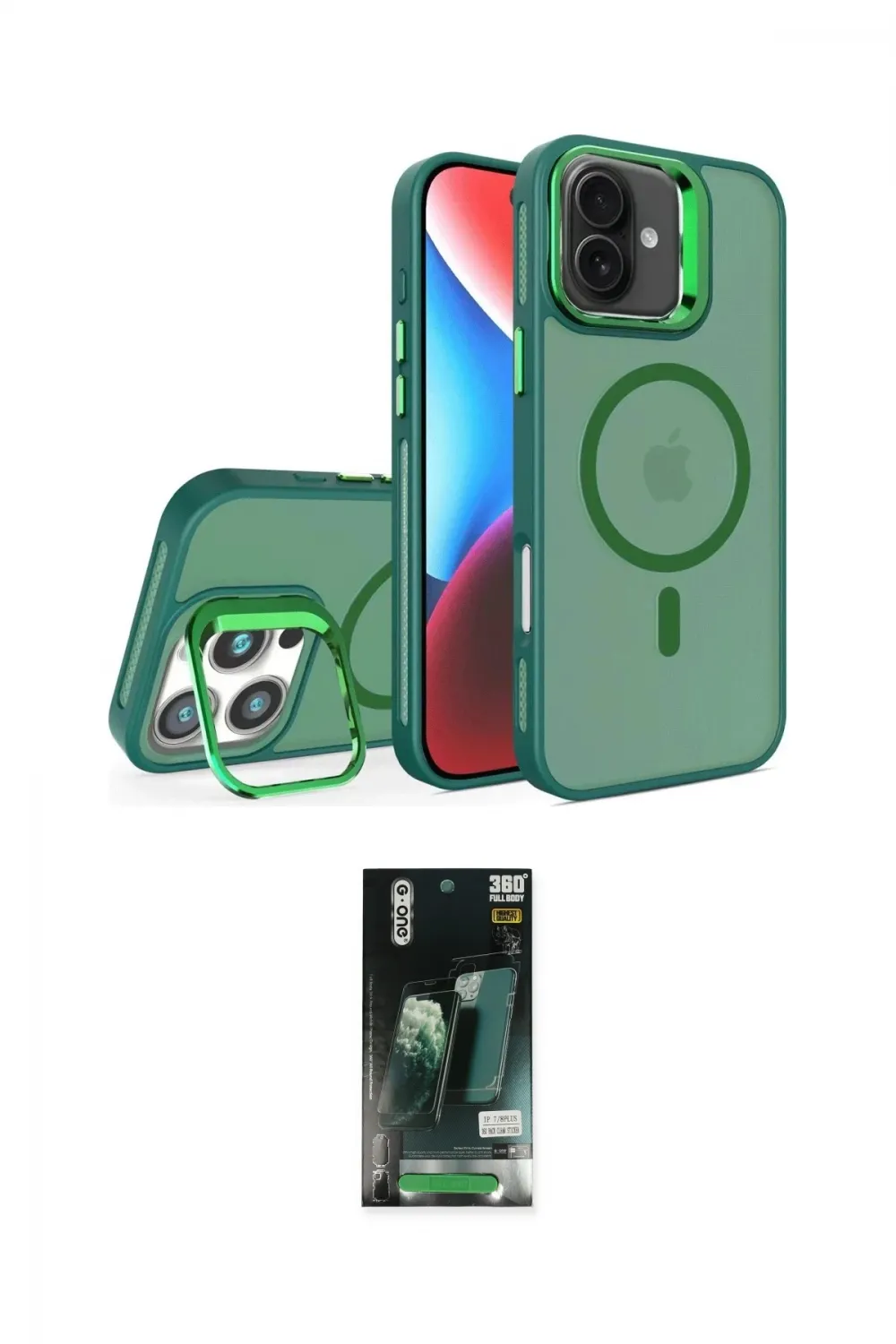 ieg™ iPhone 16 Kılıf Akış Form - Siyah 360 Mat Full Body Arka Koruyucu