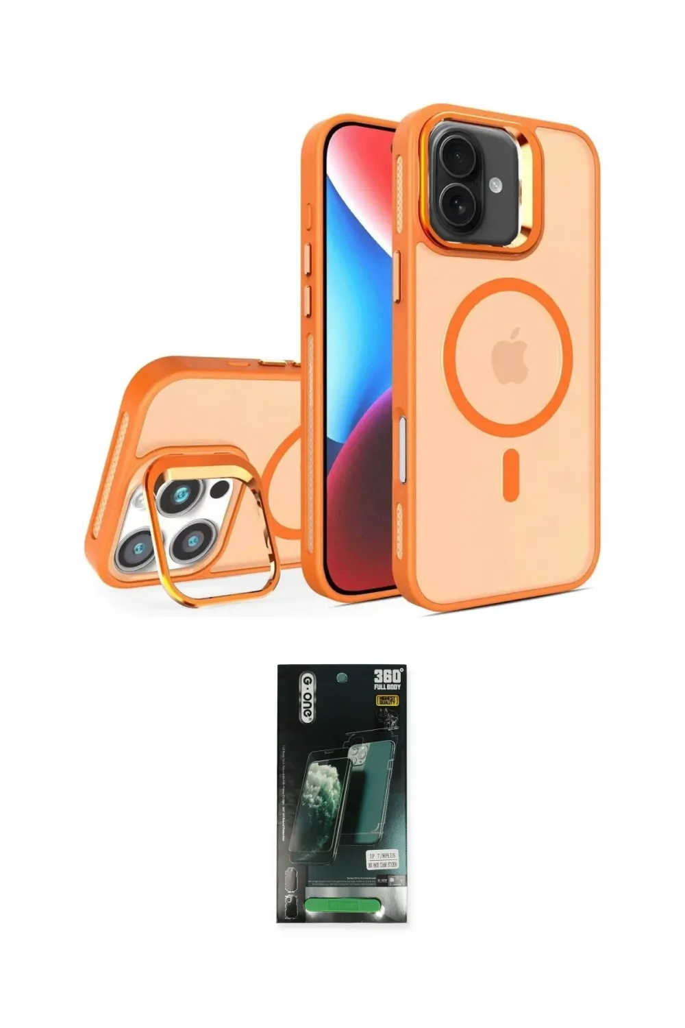 ieg™ iPhone 16 Kılıf Akış Form - Siyah 360 Mat Full Body Arka Koruyucu