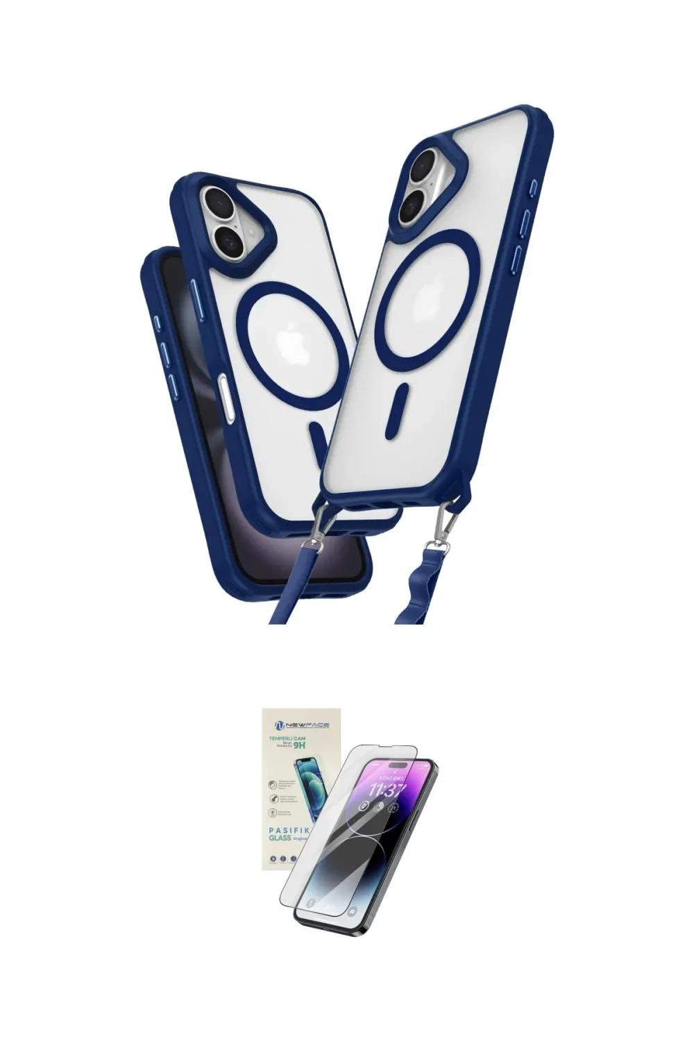 ieg™ iPhone 16 Kılıf Atlas Doku Koleksiyonu - Şeffaf Pasifik Cam Ekran Koruyucu